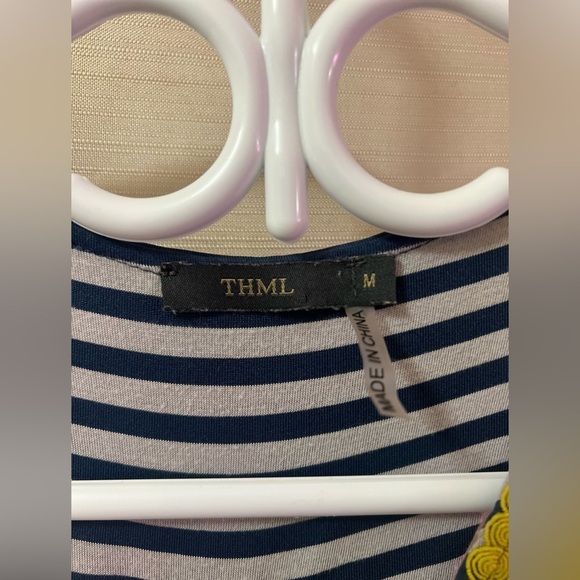 ⚪️ THML Striped Maxi Dress with Yellow Crochet Detail size medium - Picture 5 of 8